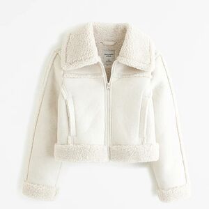 Abercrombie Cream Suede Sherpa Jacket